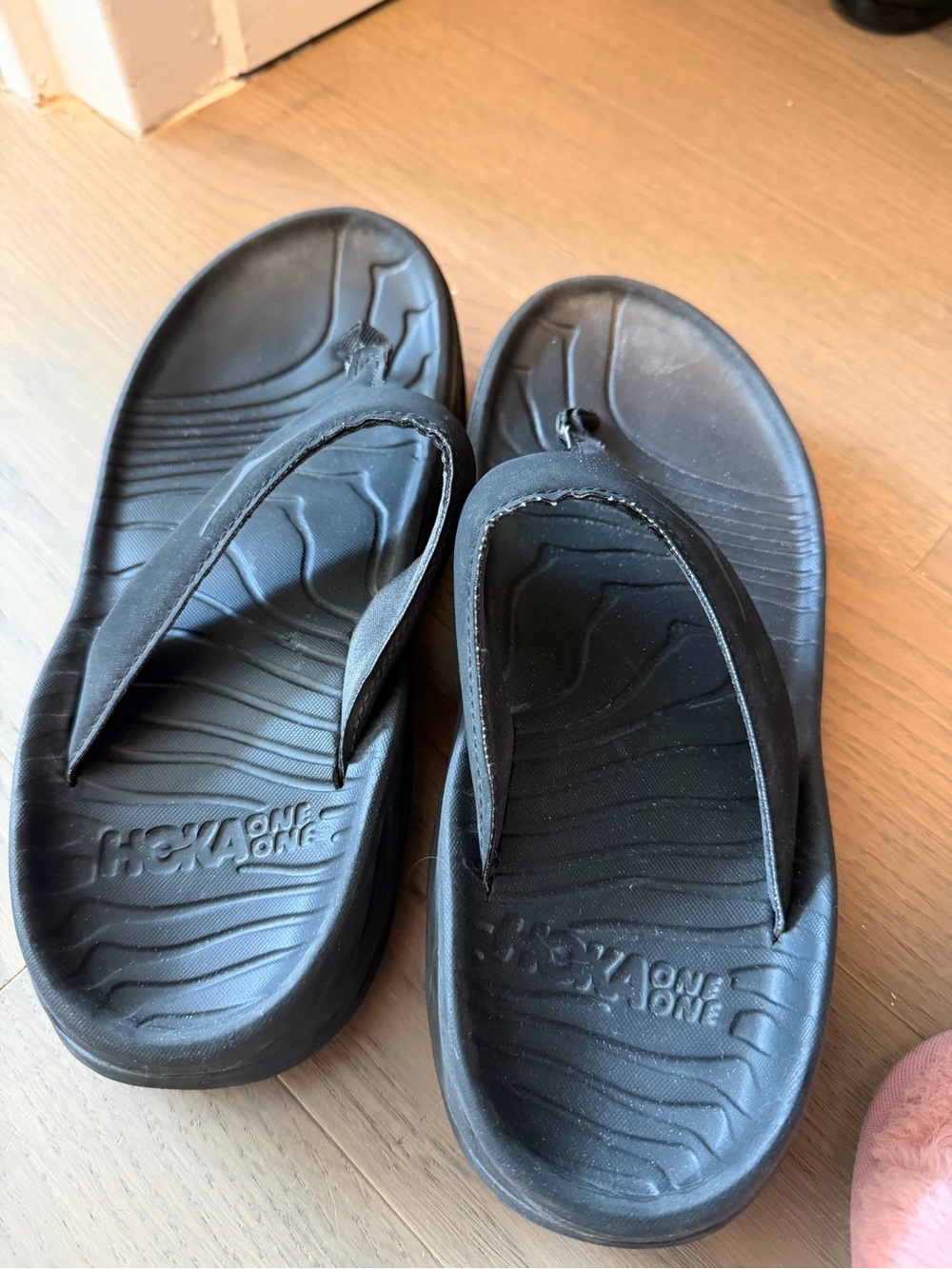 Hoka One One Black Foam Thong Sandals